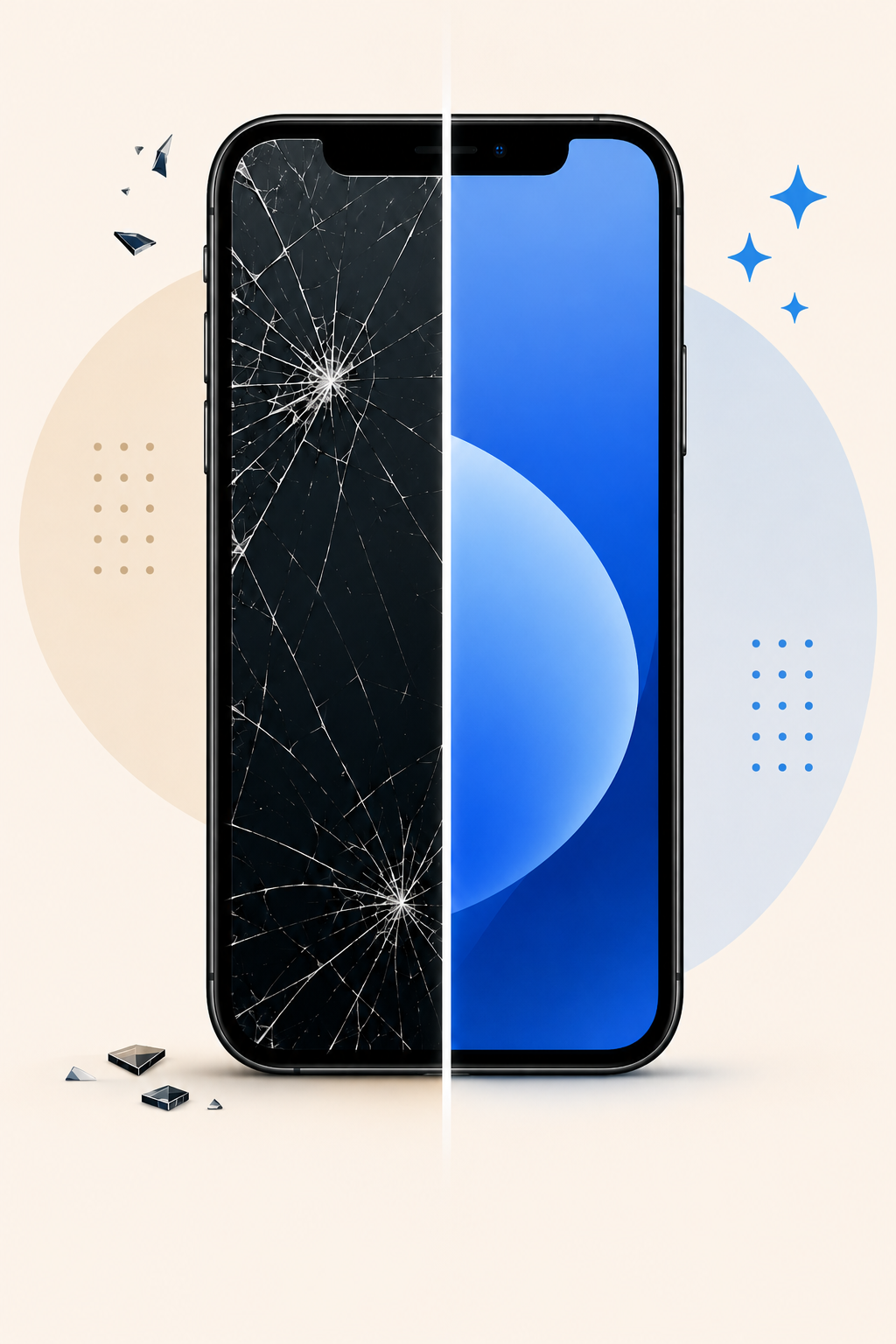 Before and after iPhone screen replacement